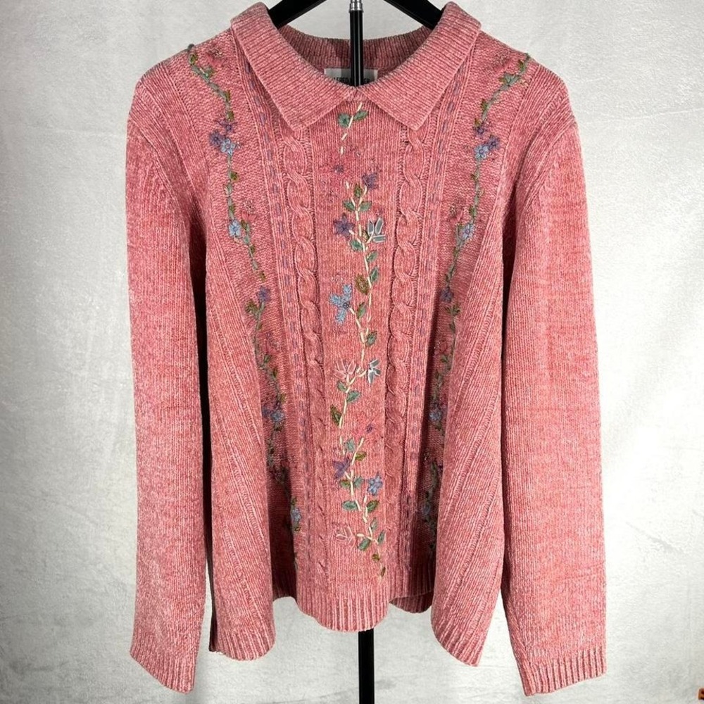 Alfred dunner textured knit sweater cozy grandmacore cottagecore pullover